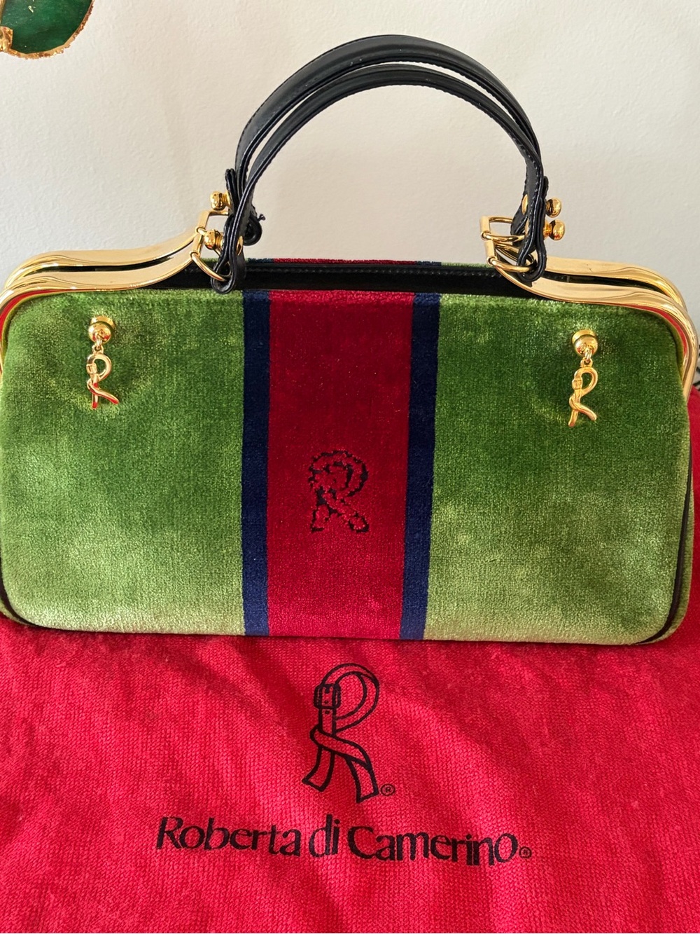 Roberta di Camerina Vintage Velvet & Leather Bag - Picture 2 of 13